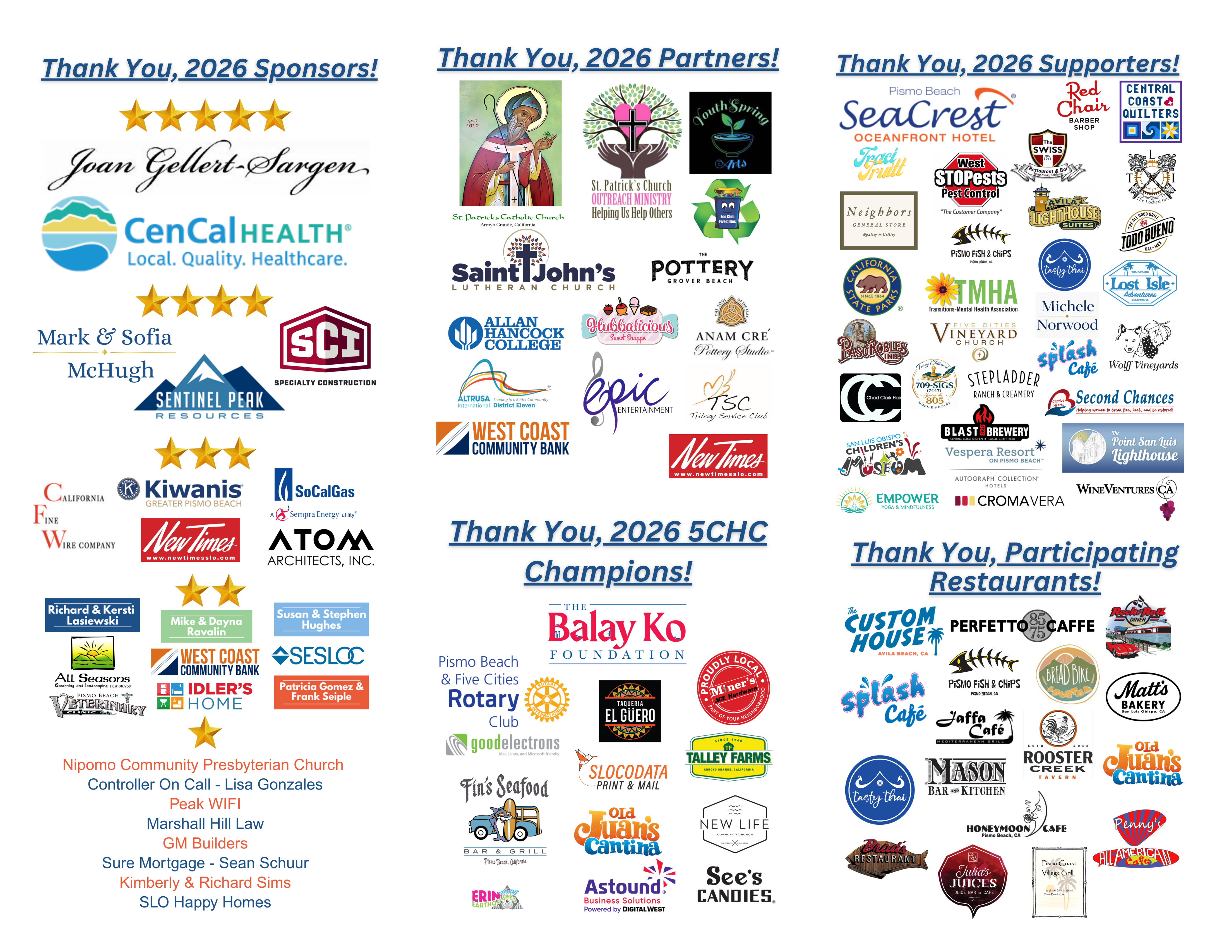 Thank you 2026 Sponsors Logos
