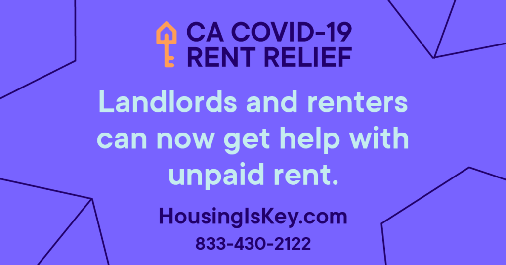 graphic explaining that landlords and renters can now get help with unpaid rent
