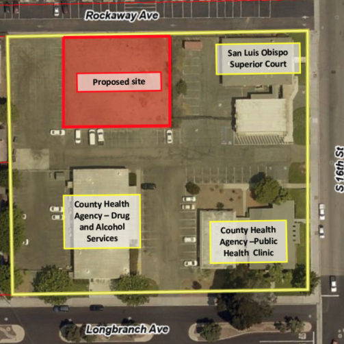 Map of proposed site location, outlining colocation with County services